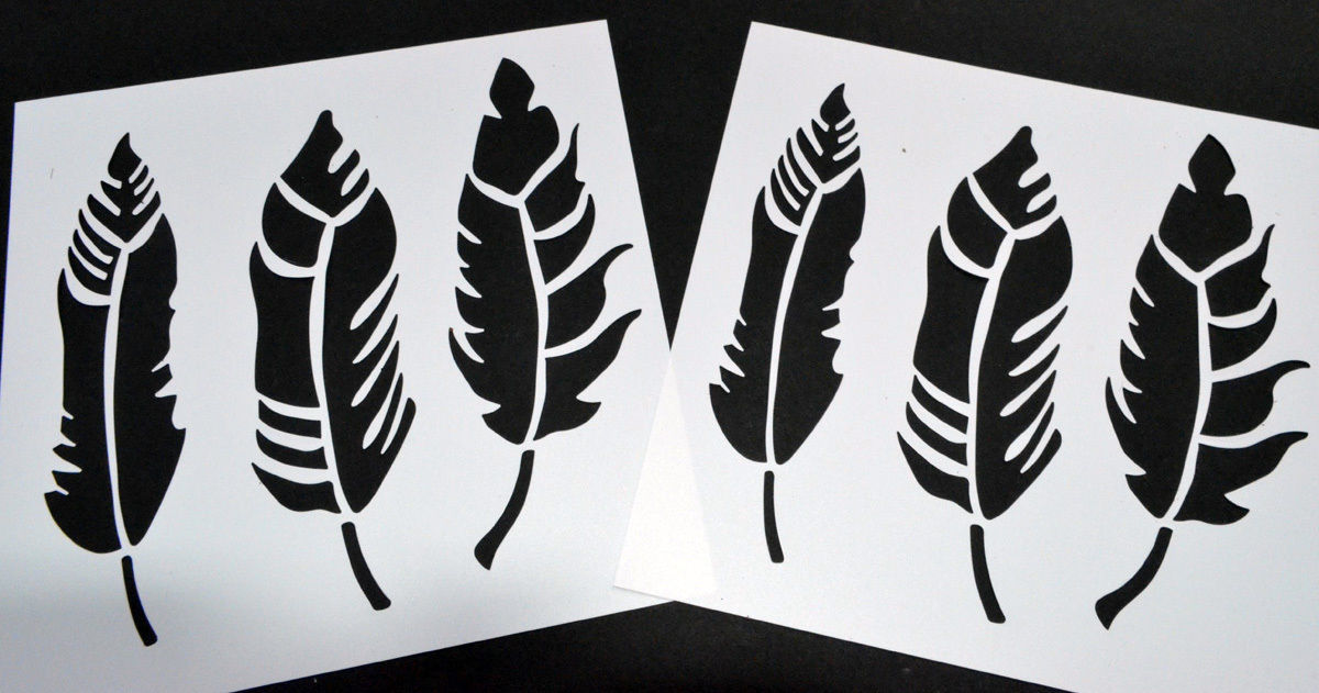 Feather 3Pack! Vinyl Airbrush Stencils Feathers 10 Mil Spray paint