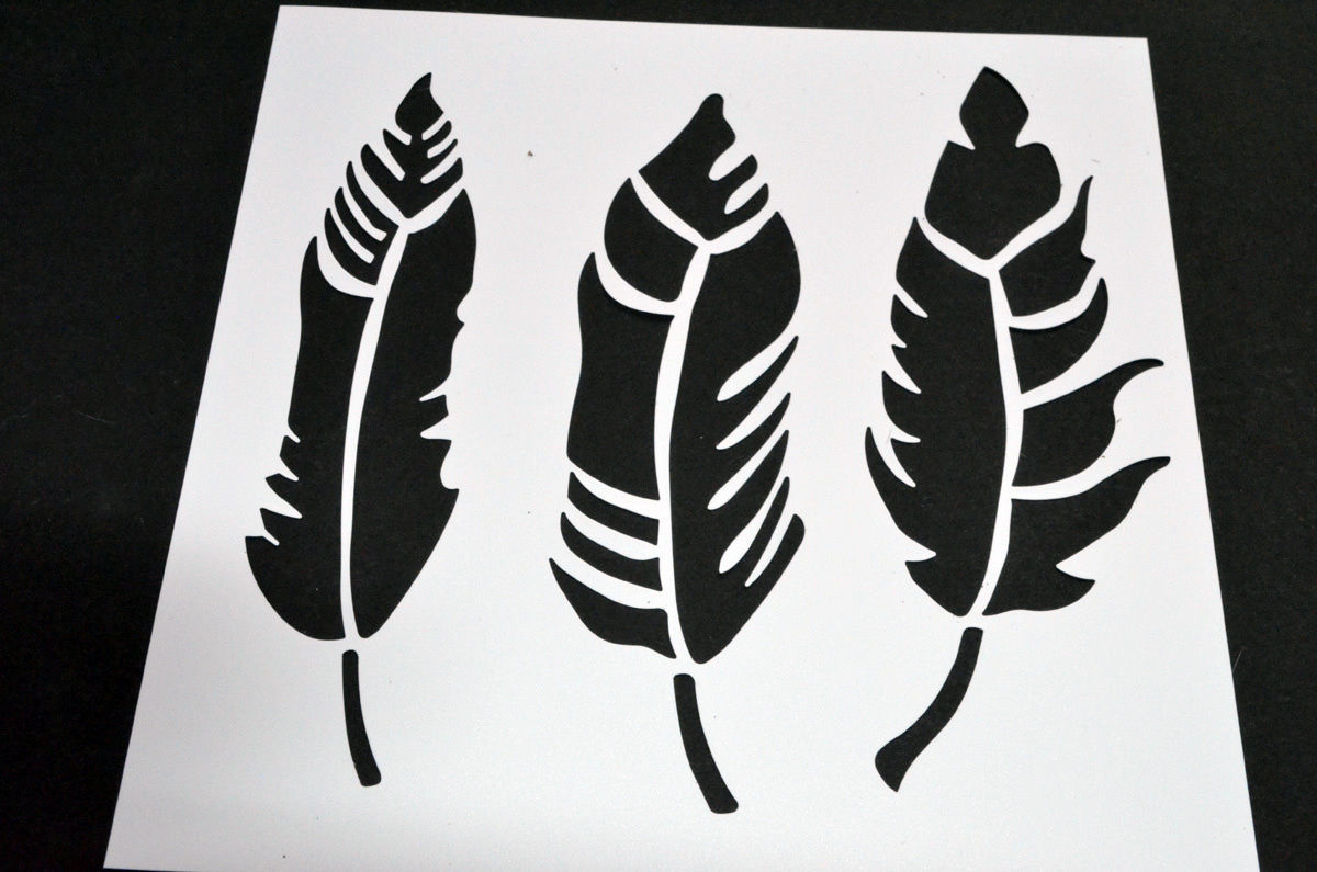 Feather 3Pack! Vinyl Airbrush Stencils Feathers 10 Mil Spray paint