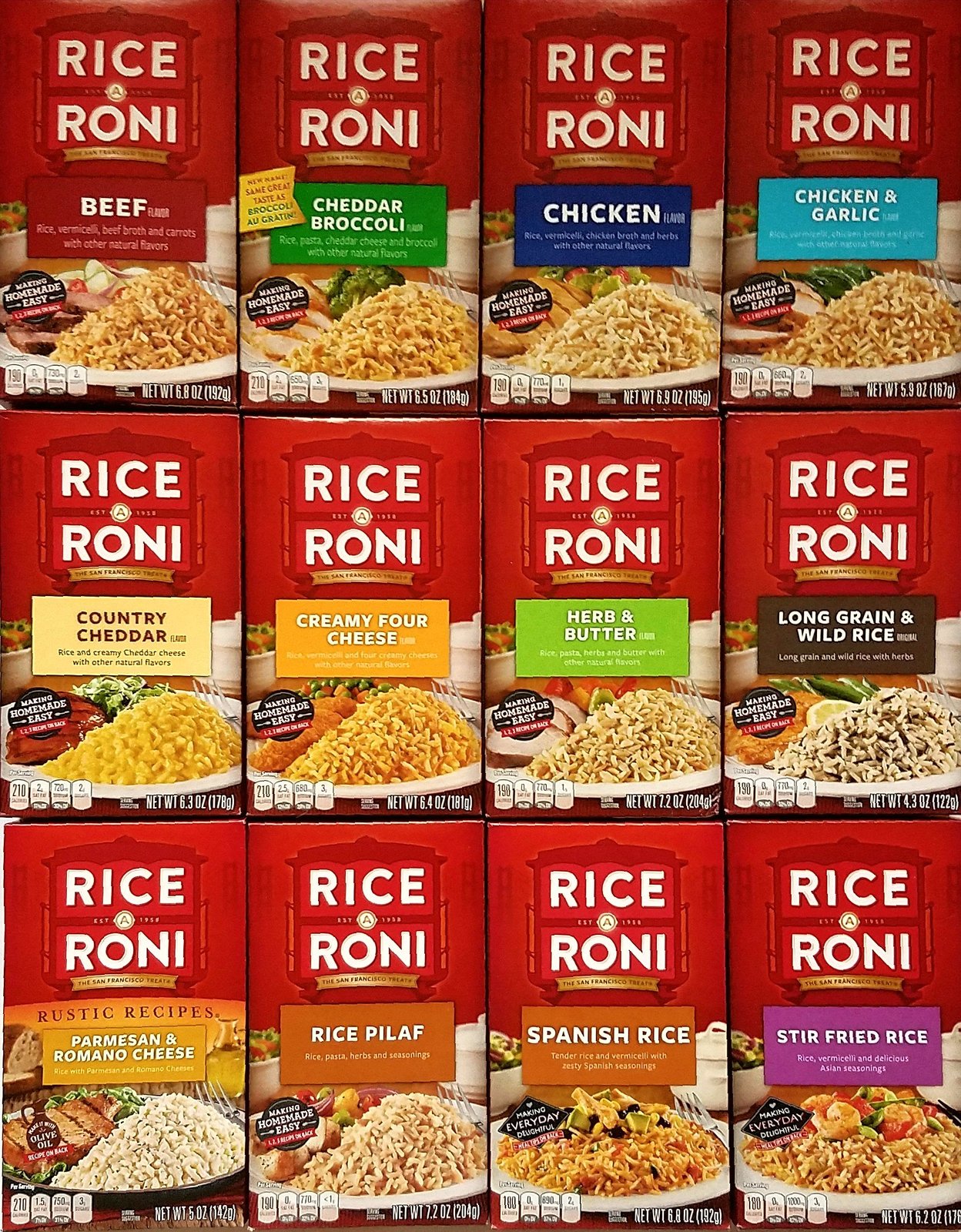 Rice A Roni Variety Pack of 12 Flavors - Mixed Lots