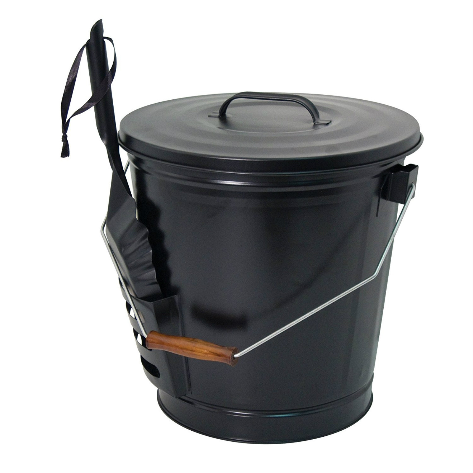 Fireplace Ash Bucket w/ Shovel Metal Pail Lid Wood Stove Coal Pellet ...