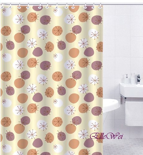 ElleWeiDeco Bisque with Purple Brown White Circles Mildew Proof Polyester Fab...