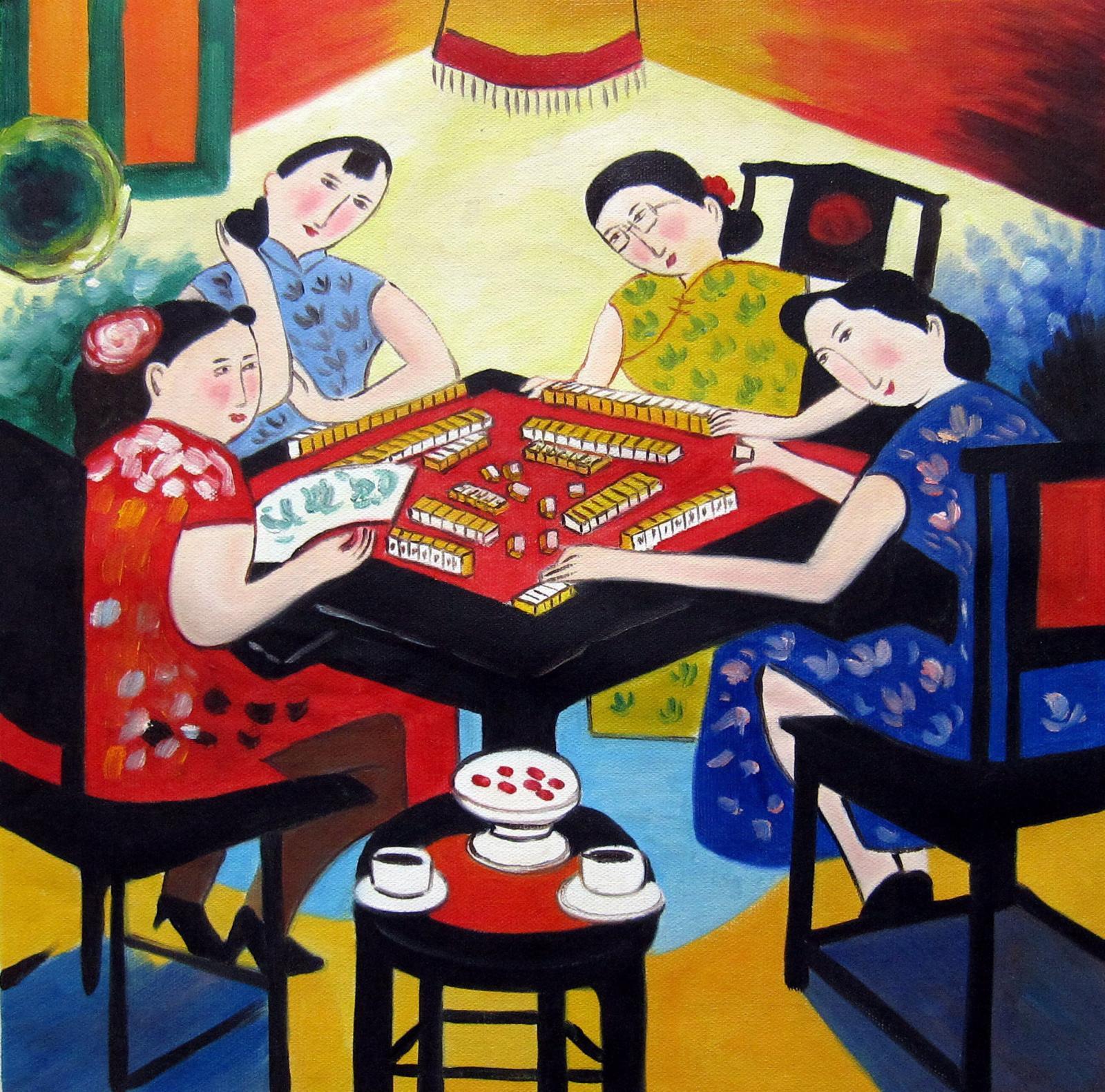 Mahjong 16x16 in. stretched Oil Painting Canvas Art Wall Decor ...