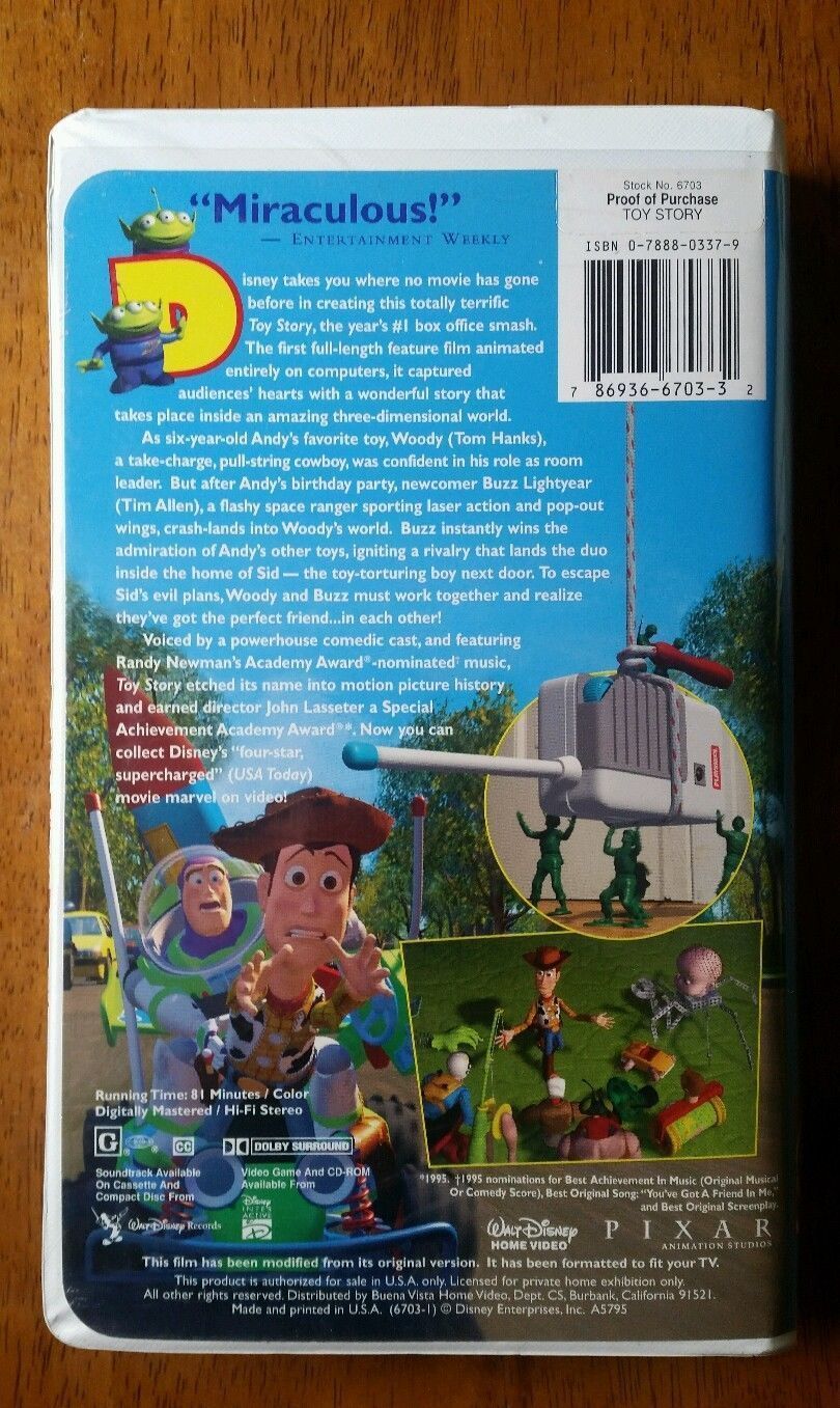 Toy Story VHS Back