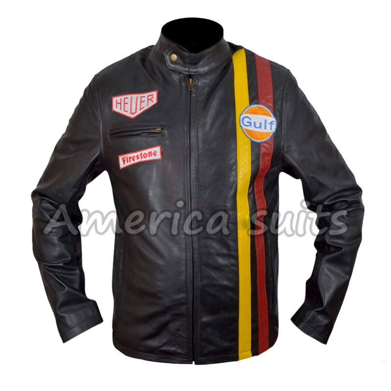 Racing Car Leather Jacket For Men - Outerwear