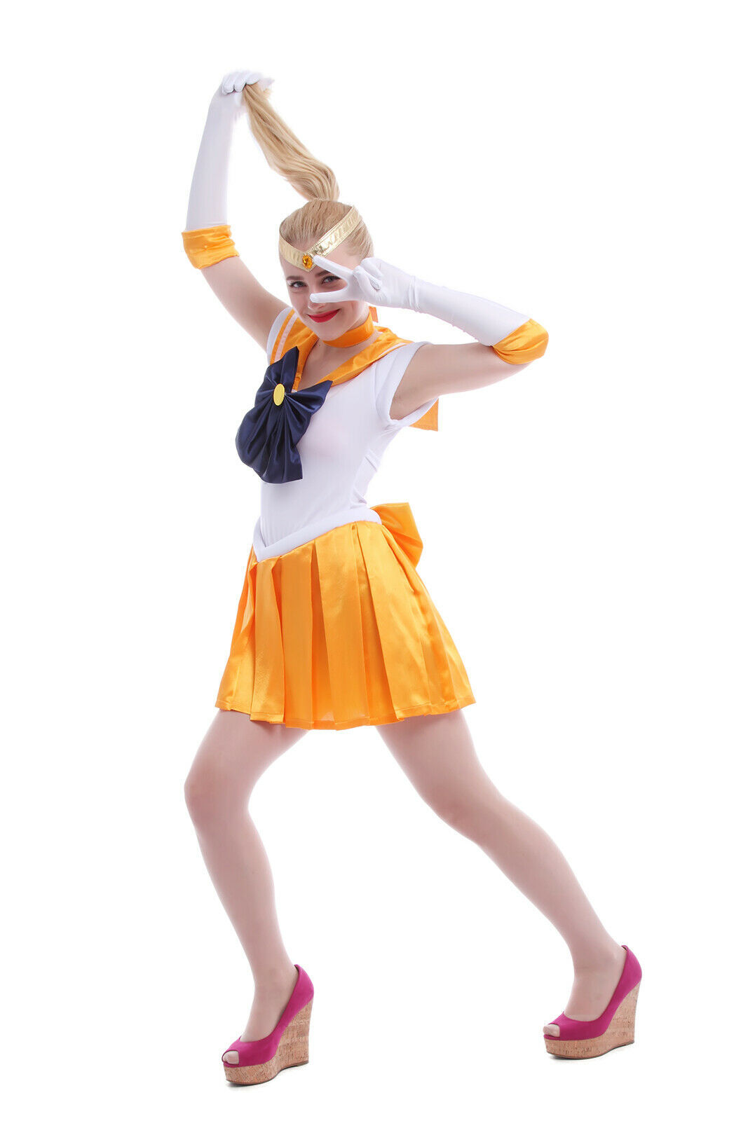 Sailor Venus Orange Cosplay Costume Uniform Dress Sailor Moon Customized Size Specialty 5149