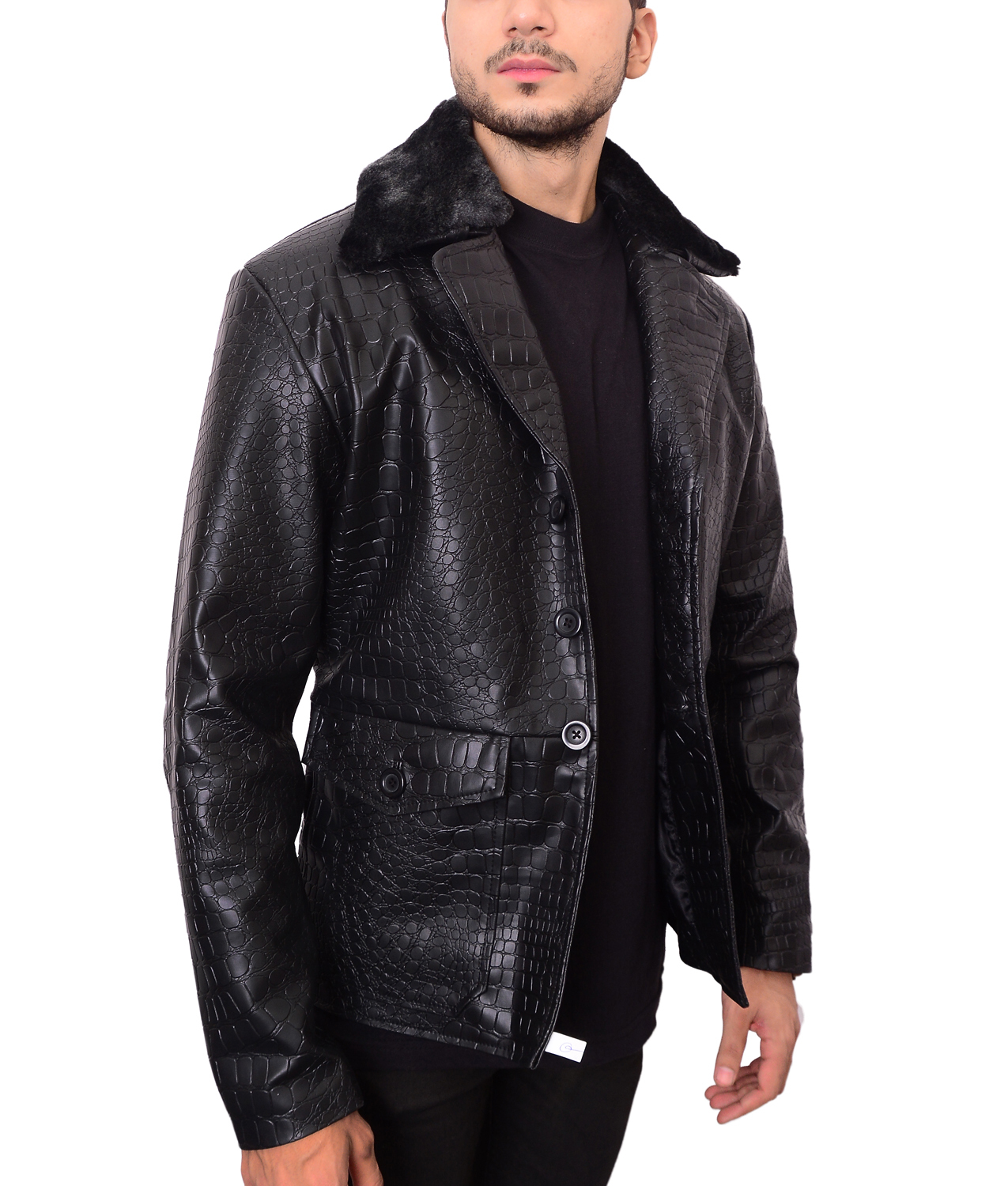 Mafia 2 Embossed Biker Crocodile Pattern Leather Jacket - Outerwear