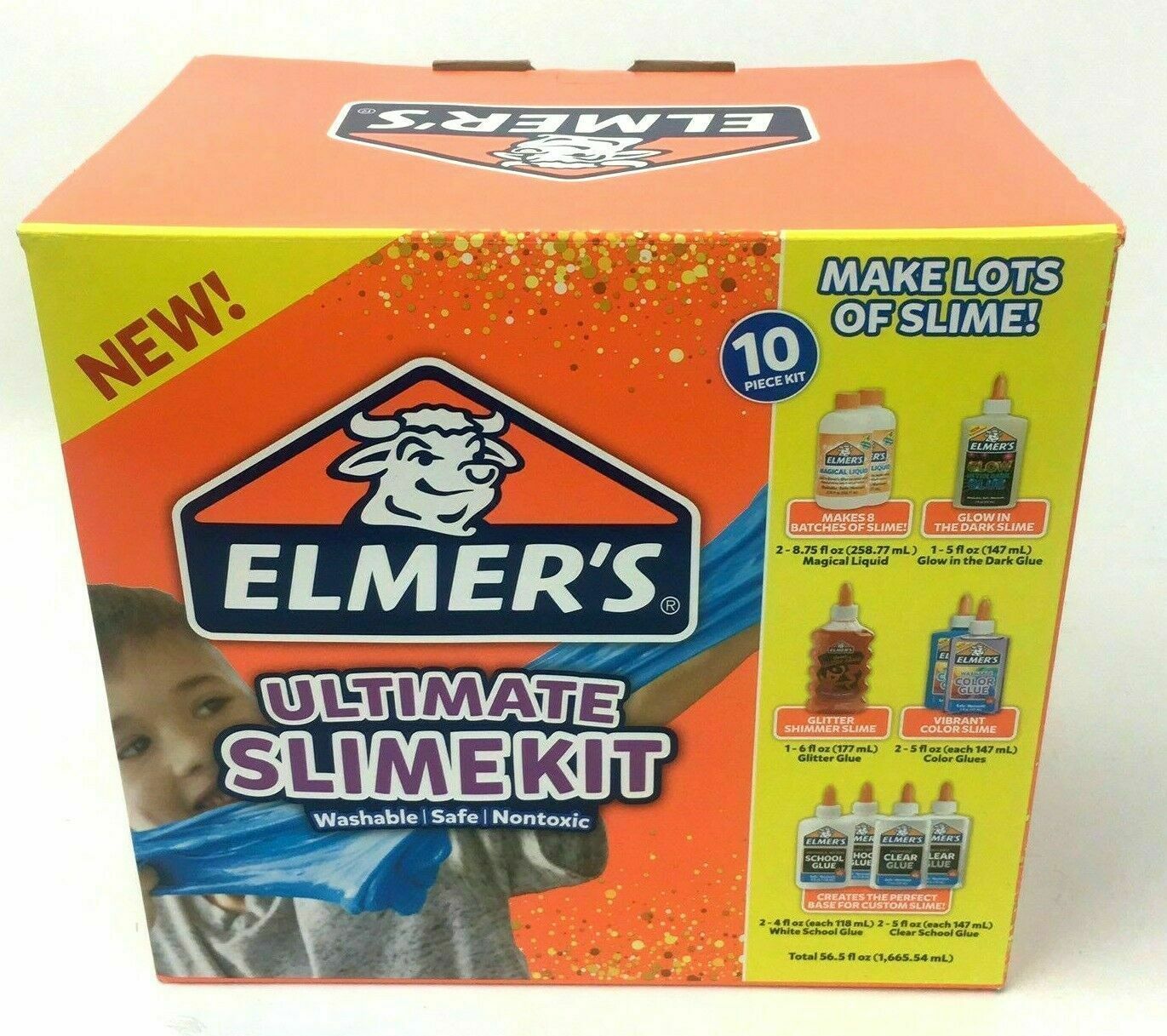 New Elmer's Ultimate Slime Kit Glow In Dark/Glitter/Vibrant Colors