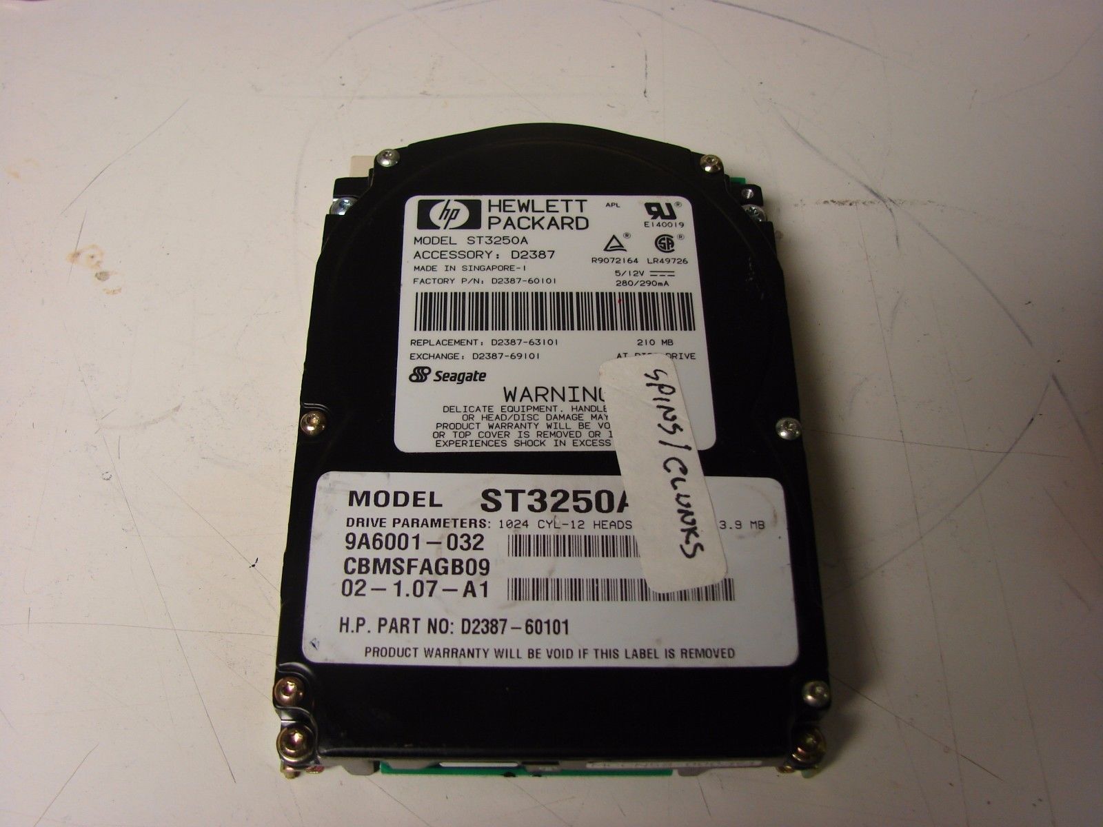 Vintage Seagate HP ST3250A ide hard disk drive non working  - $6.93