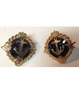 Navy Nautical Earrings Clip On Black and Gold - $7.99