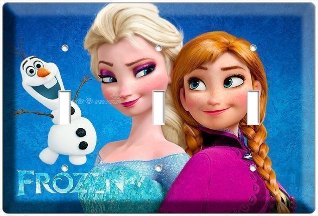 ELSA and ANNA DISNEY FROZEN SISTER LOVE TRIPLE LIGHT SWITCH WALL PLATE GIRL ROOM