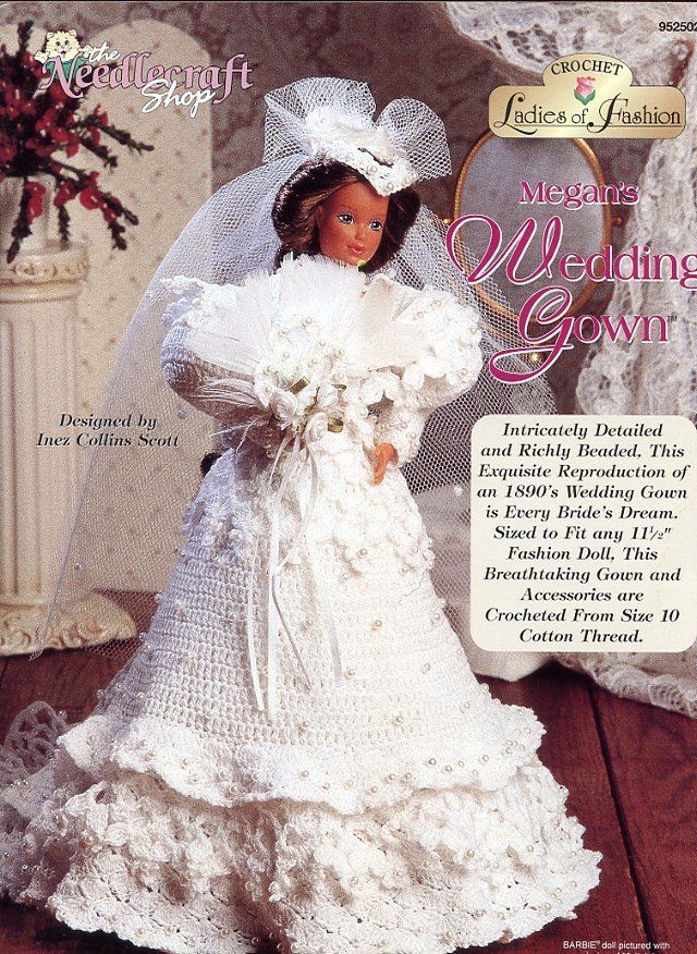 crochet pattern leaflet Bridal Beauty ~ Beaded Wedding Gown fits Barbie dolls