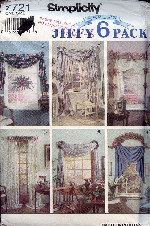 7721 UNCUT Simplicity SEWING Pattern Home Decor Window Treatments Valance FF OOP