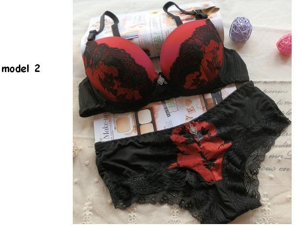 Jaefashions - Sexy lace bra  & boyshort panty sets red romantic intimate women's underwear