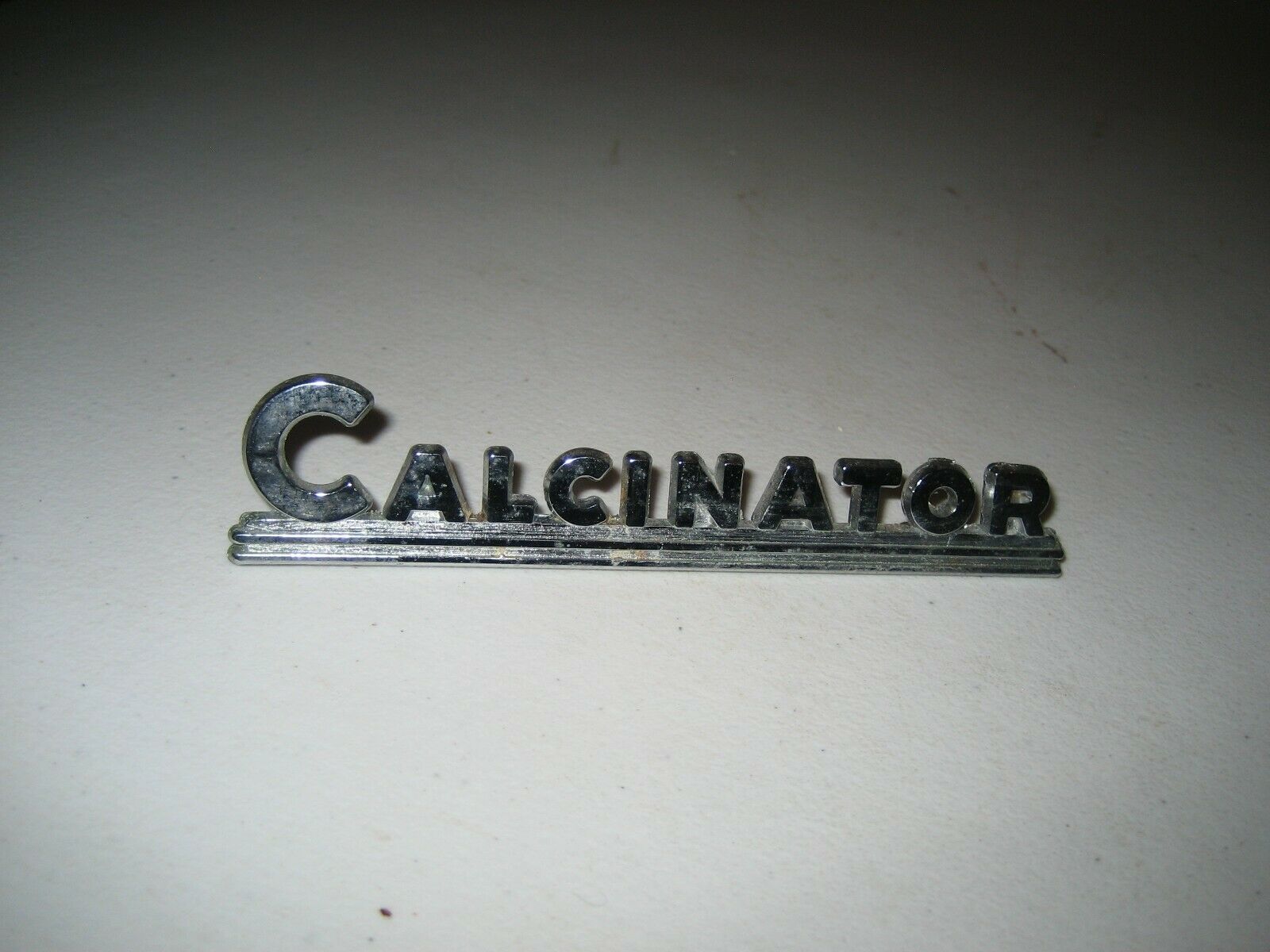 Vintage Calcinator Metal Nameplate Logo Badge sign Appliance emblem