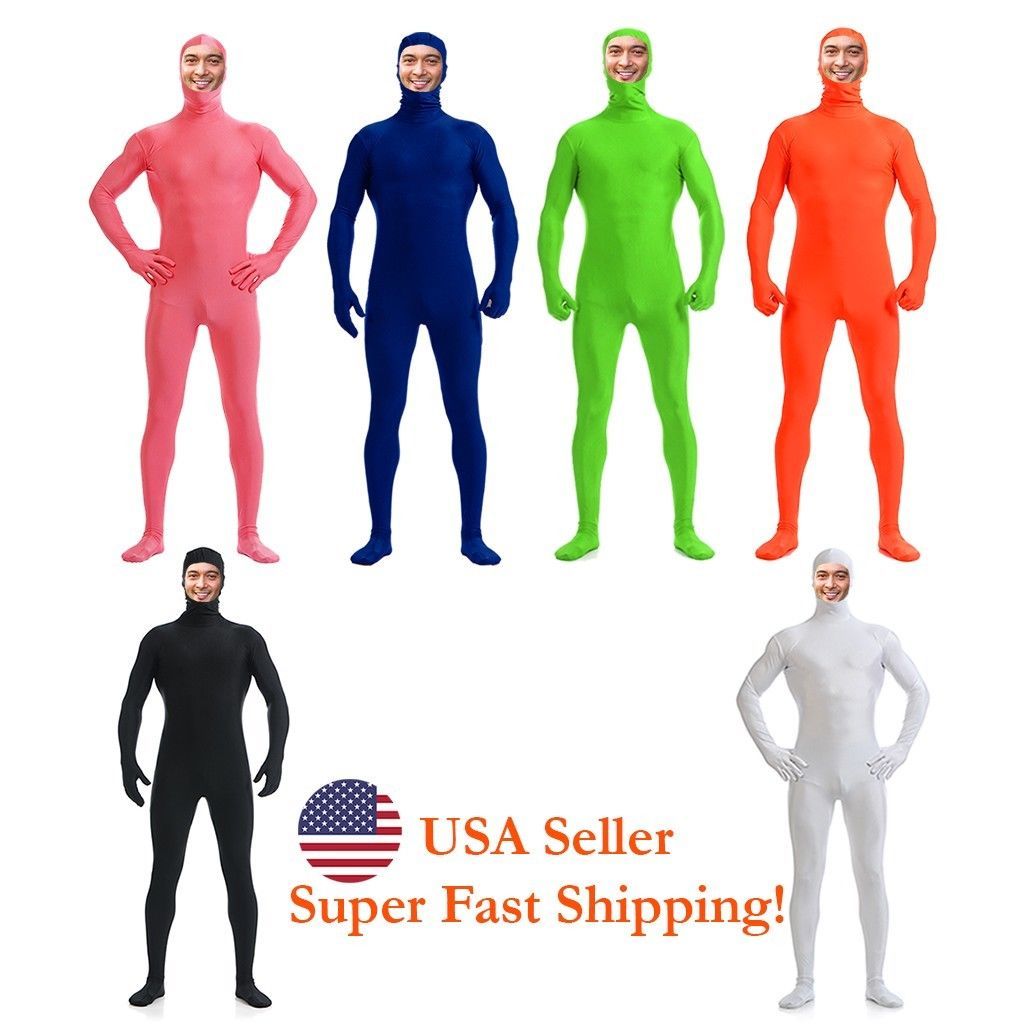 2018 Zentai Suit Men's Spandex Halloween Full Body Open Face Costume