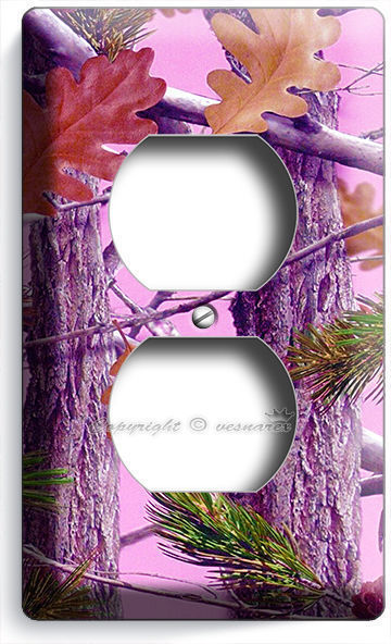 GIRLS PINK MOSSY TREE OAK LEAVES CAMO CAMOUFLAGE POWER OUTLET RESEPTACLE COVER