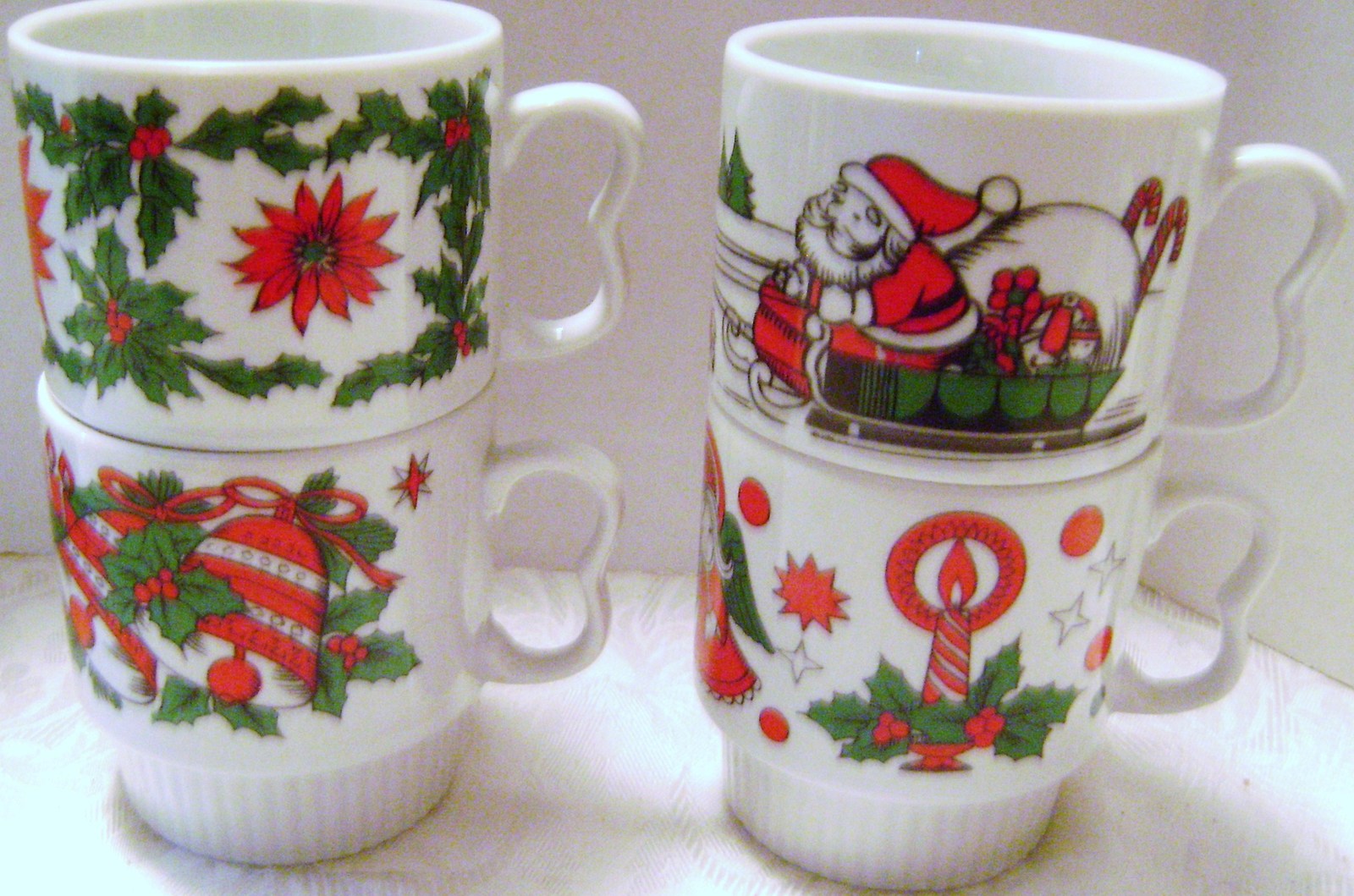 Primary image for Mid Century Santa Christmas Mugs made in Japan