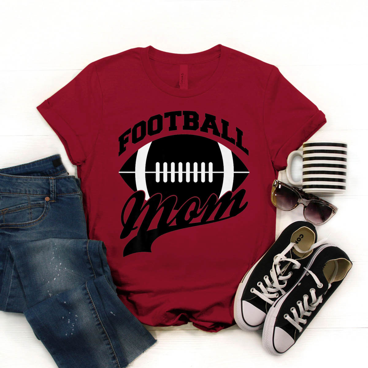 Womens Football Mom Team Sports Mommy T-Shirt Birthday Funny Ideas Gift ...