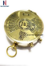 Brass Vintage 100 Year Calendar Compass With Case