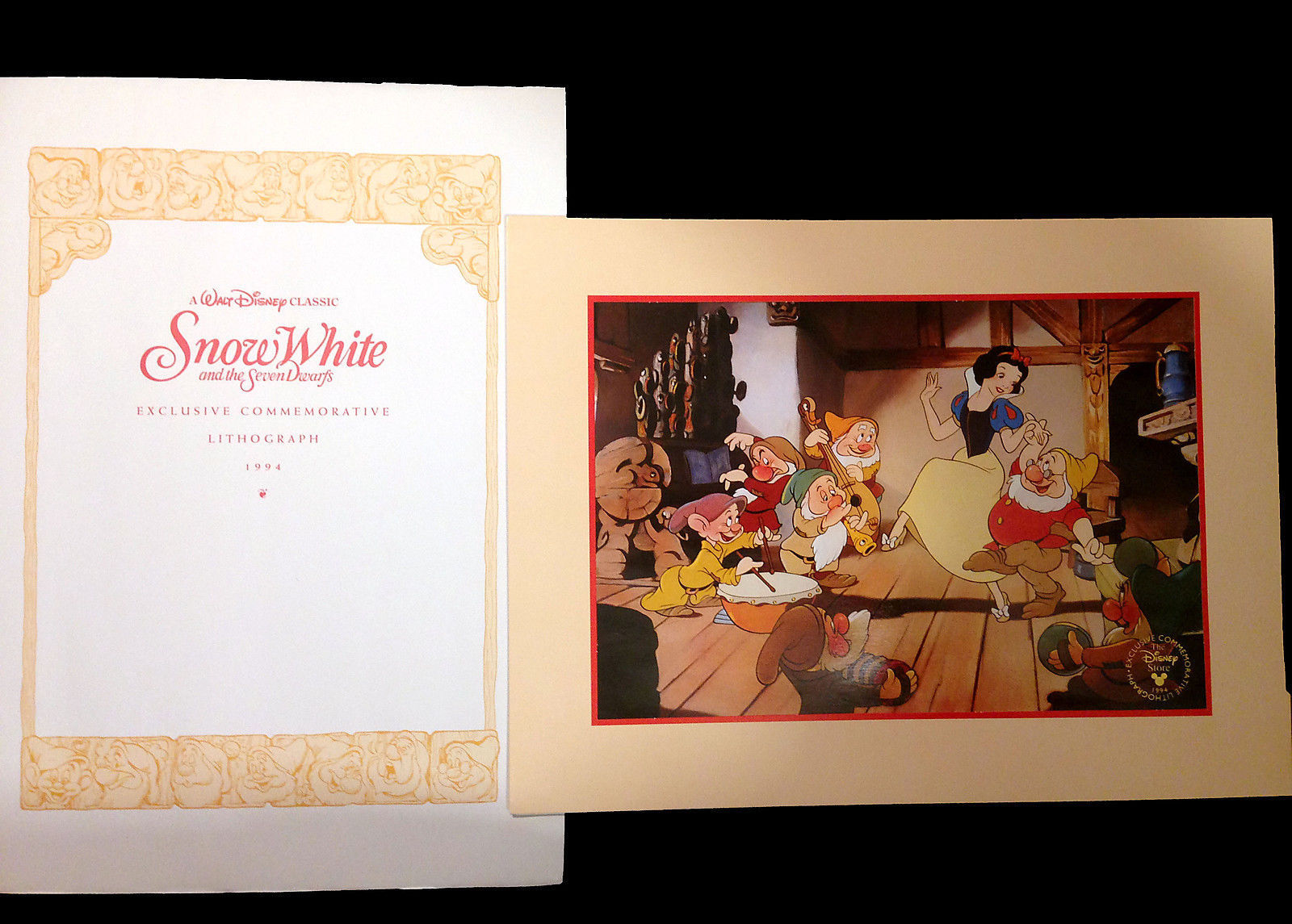 Walt Disney Snow White Seven Dwarfs Exclusive Commemorative Lithograph ...