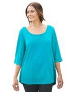Women&#39;s Plus Size Soft Slub Knit Elbow Sleeves with High  Low Hem in Tur... - $9.50