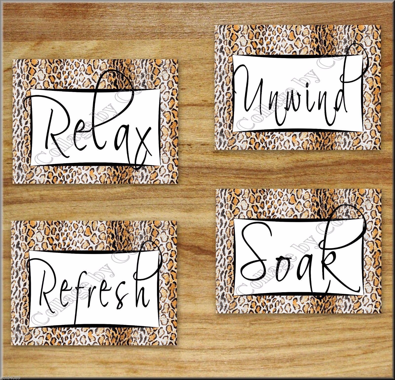 Leopard Cheetah Print Bathroom Bath WORD Art Wall Decor Black Brown