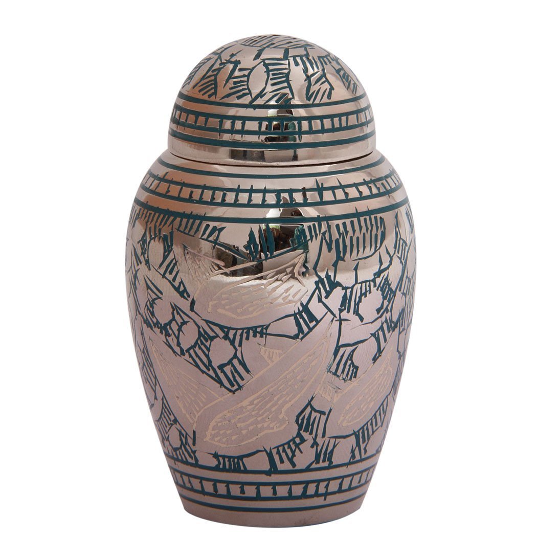 Small Dome Top Going Home Teal Keepsake Urn Ashes, Keepsake Cremation
