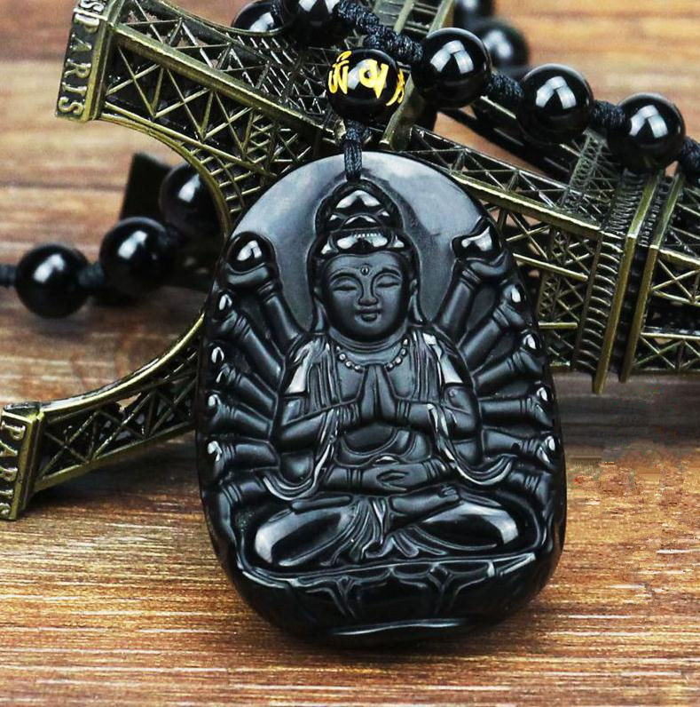 natural Obsidian Avalokitesvara guanyin buddha buddha guanyin beaded ...