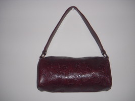 New! Victoria's Secret Floral Faux Tooled Leather Burgundy Satchel Bag Purse - $14.95