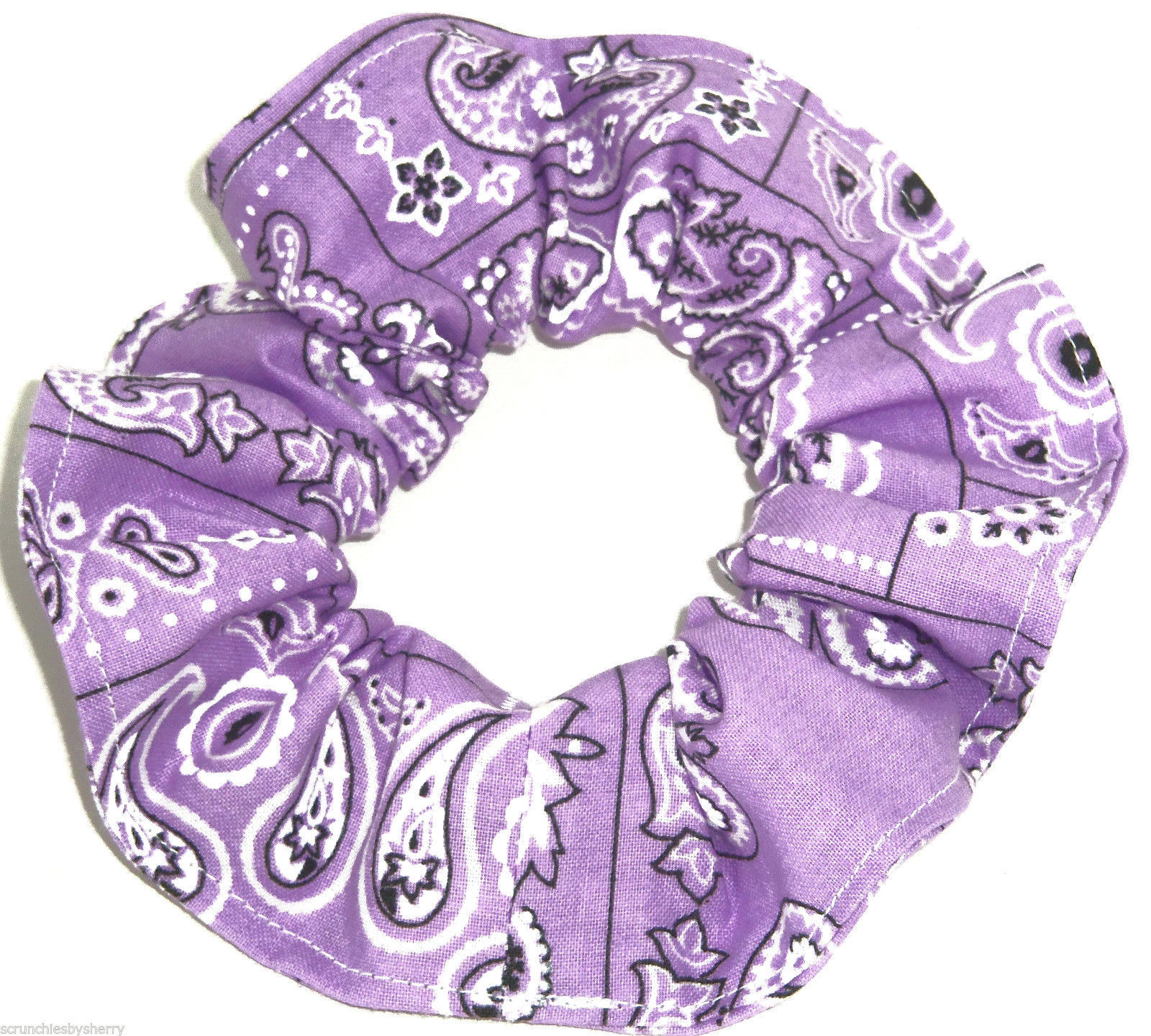 Lavender Bandana Hair Scrunchie Scrunchies by Sherry Cotton Fabric 