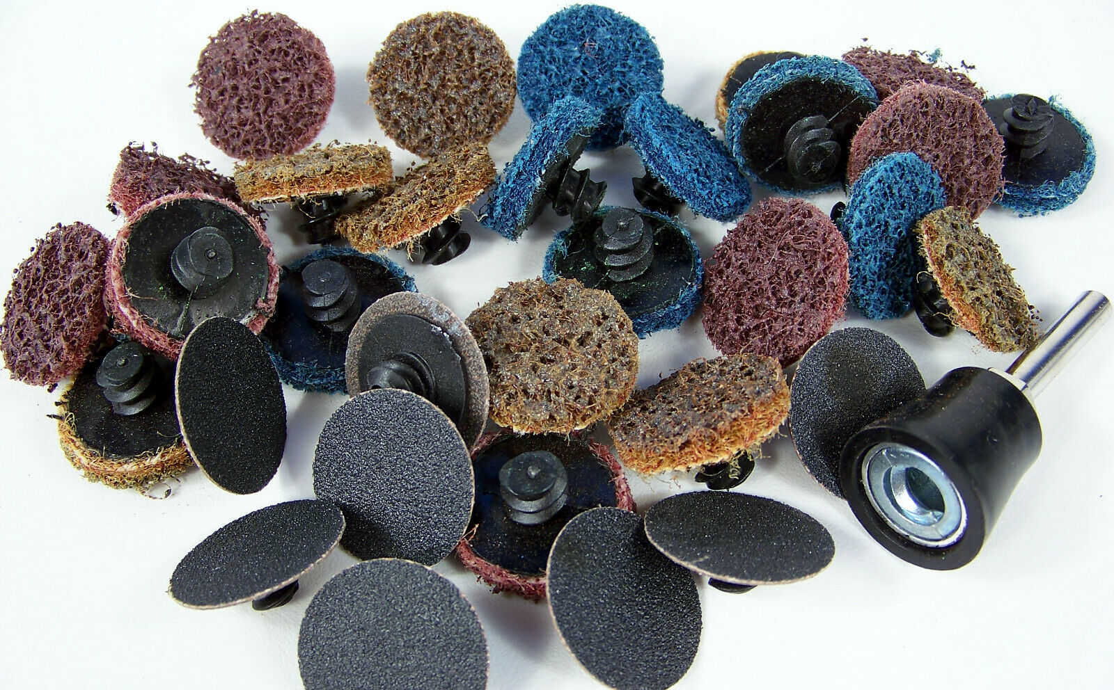 33pc 1" ROLL LOCK SANDING DISC KIT Assortment w/ MANDREL / HOLDER roloc