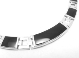 Sterling Silver Rectangle Black Onyx Link 17&quot; Choker Necklace - $169.00