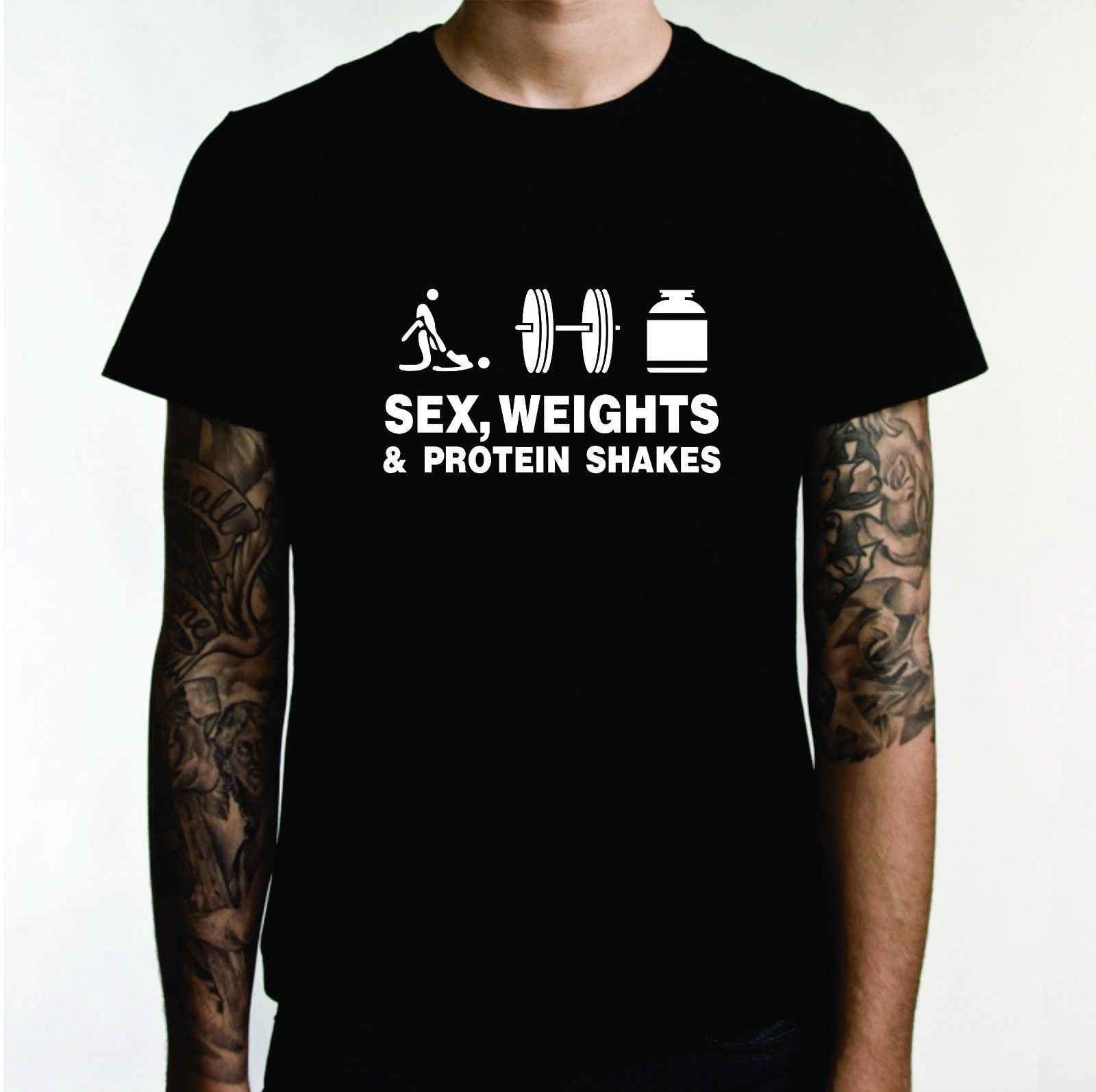 Sex Weights And Protein Shakes Custom T Shirt Jdm Humour Meme Ts Supreme Edm Nwot T Shirts 5948