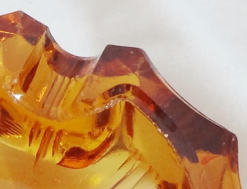 Amber Heavy Glass Ashtray Vintage - Ashtrays