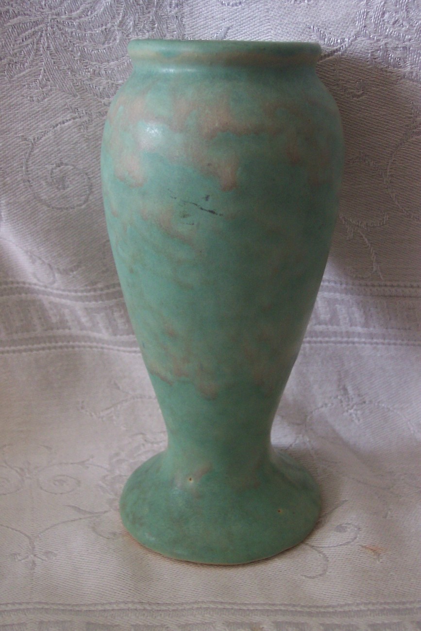 Early Brush McCoy Vase Arts Crafts Vellum Vase Mission Mottled Matte