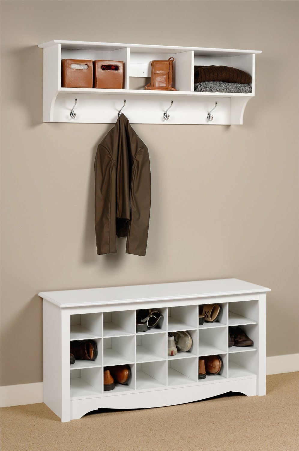 Wood entryway shoe storage organizer bench and 50 similar items