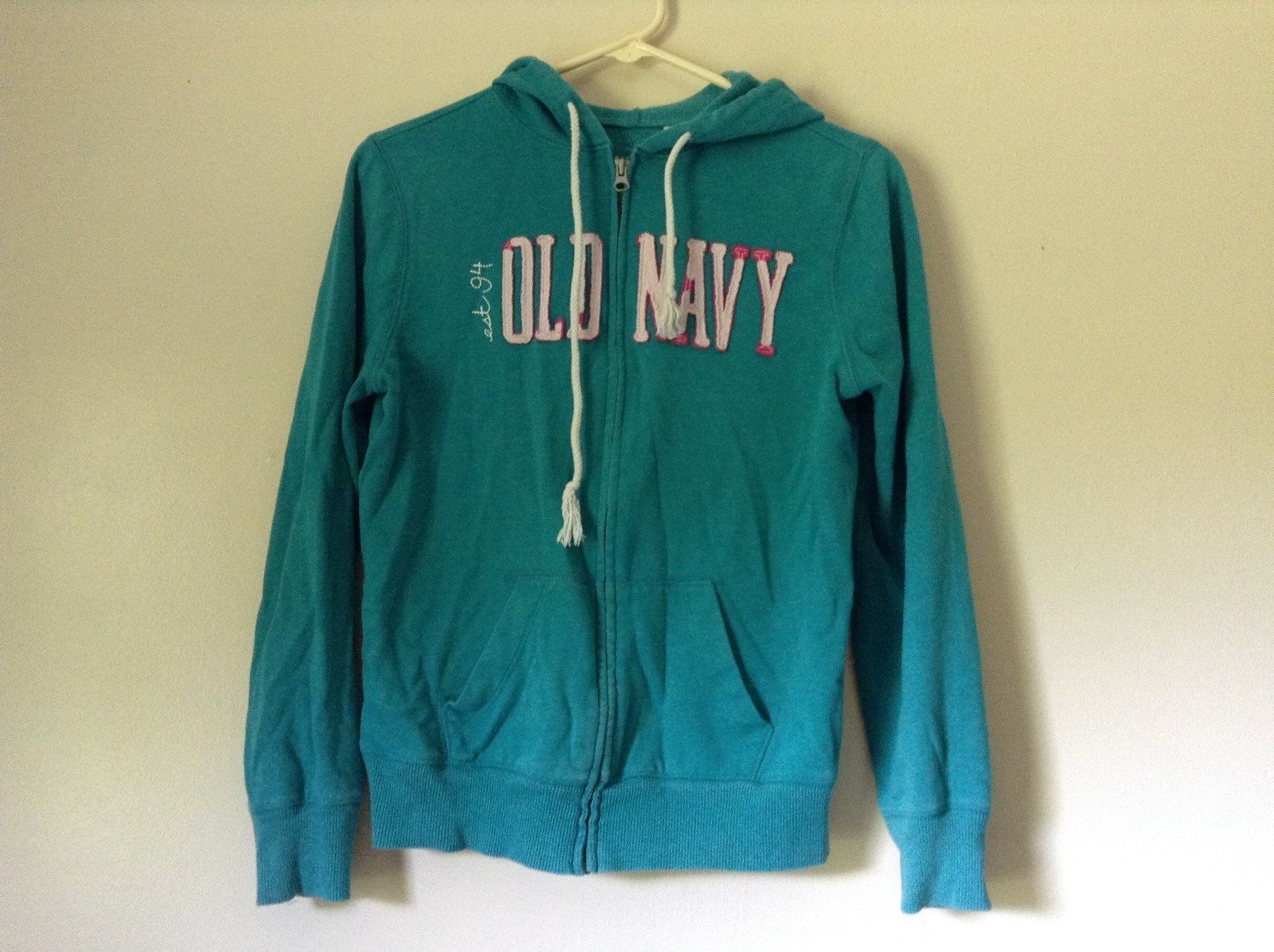 Light Teal Blue Zip Up Long Sleeve Old Navy Hoodie Sweatshirt Size Medium - Sweatshirts & Hoodies