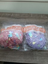 (2)  Easter Basket Grass with Confetti, Purple &amp; Pink. New - $8.86