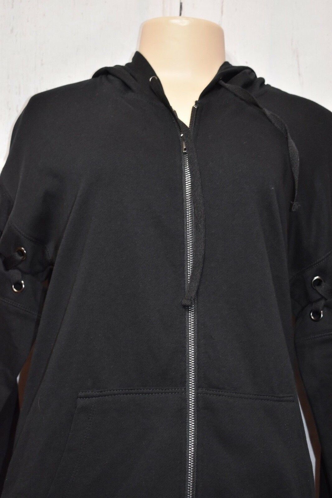 Material Girl Active Junior's Lace Up Zip front Hoodie Size M