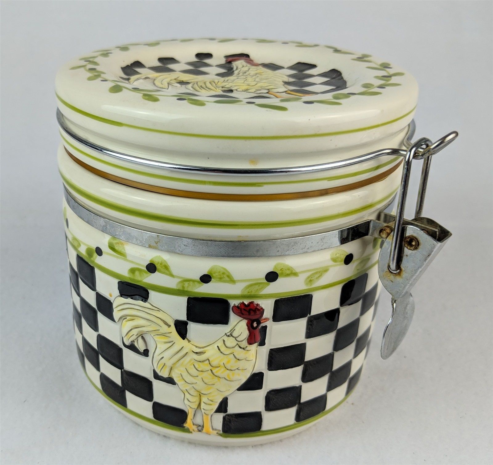 Home Essentials Checkerboard Rooster Collection 5" Tall Canister With