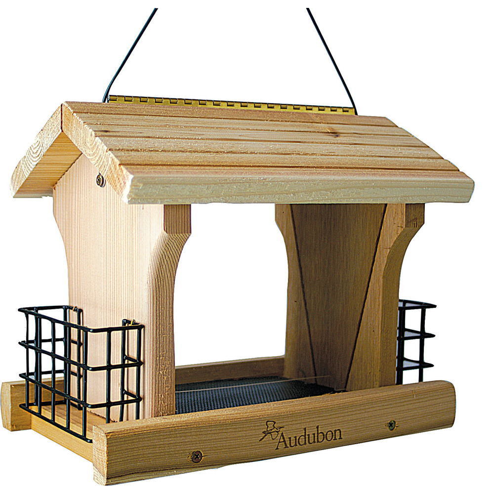 Audubon Woodlink Tan Cedar Wood Ranch Style Bird Feeder W/suet Holders 5 Pound&2 Seed Feeders