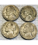 Jefferson Nickel 1943P 1944P 1945D 1942S WWII Circulated 35% Silver Lot ... - $8.86