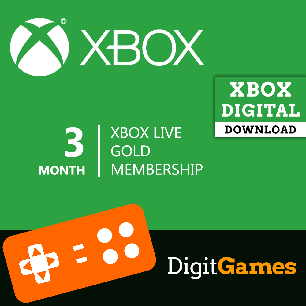 Xbox Live 3 Month Membership - Gold Subscription - Digital Code Only - Prepaid Gaming Cards