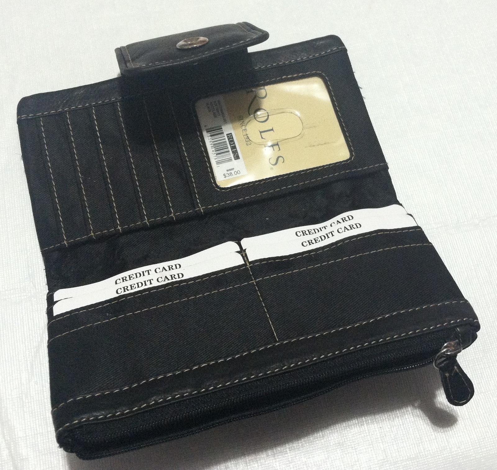 Rolfs Ladies Genuine Leather Tab Very Soft Bi-Fold Clutch Organizer Wallet Black - Wallets