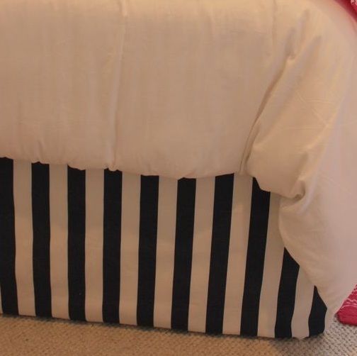 BLACK WHITE STRIPE Cotton Tailored Bed Skirt / Crib Skirt ...