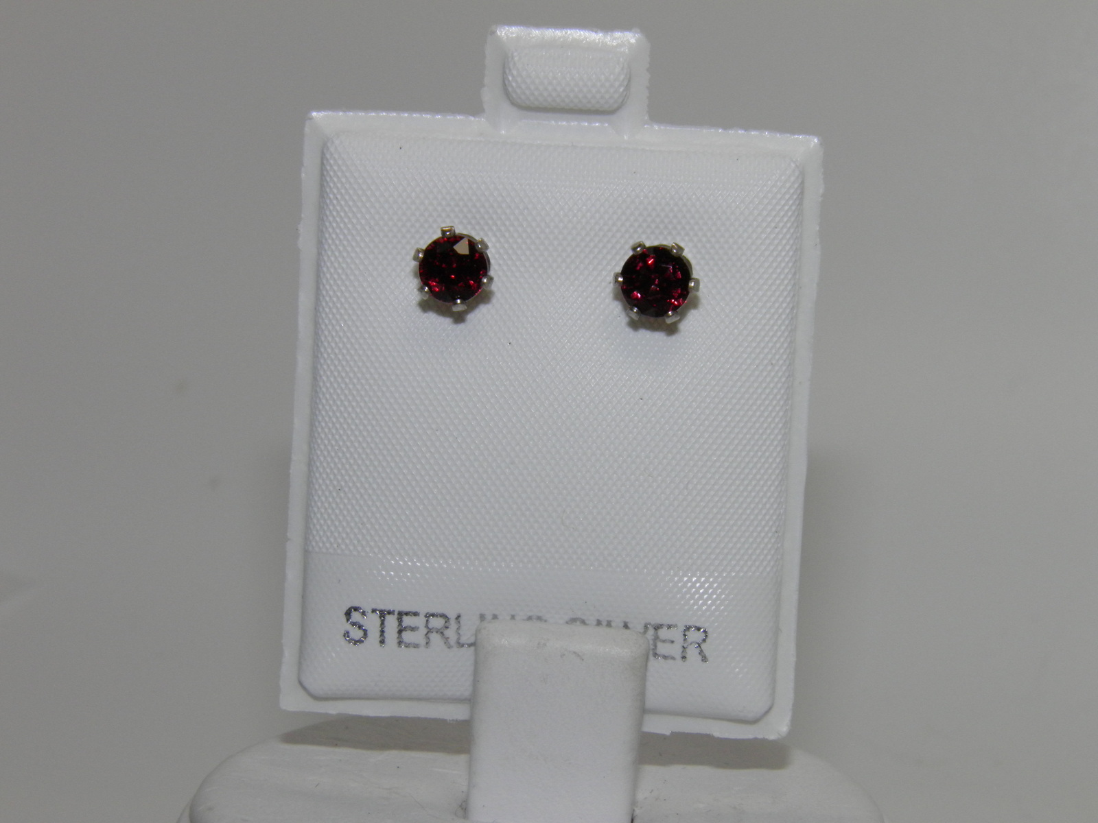New Sterling Silver stud earrings ~ 1.50ctw Rhodolite Garnets 5mm