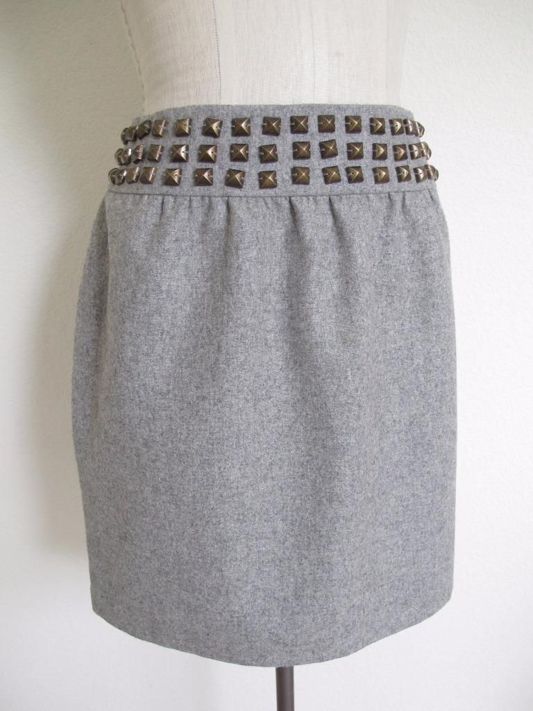 Urban Outfitters Silence + Noise Wool Flannel Mini Skirt 10 Studs Back Metal Zip - $12.19