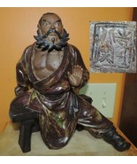 Chinese Mud Man Men 11&quot; oxblood Shiwan/ Shekwan warrior Mudman marked dr... - $314.99