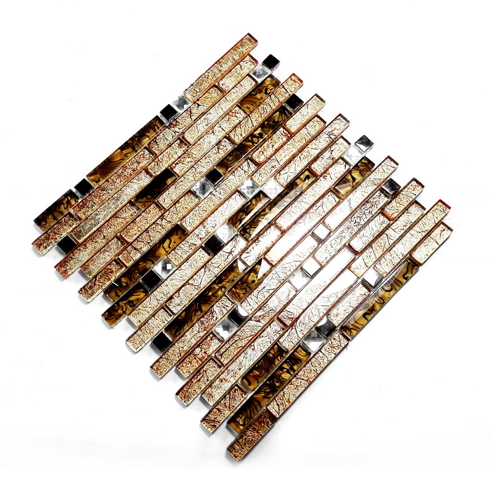 Retro Golden - 3-Dimensional Mosaic Decorative Wall Tile(6PC) - Glass