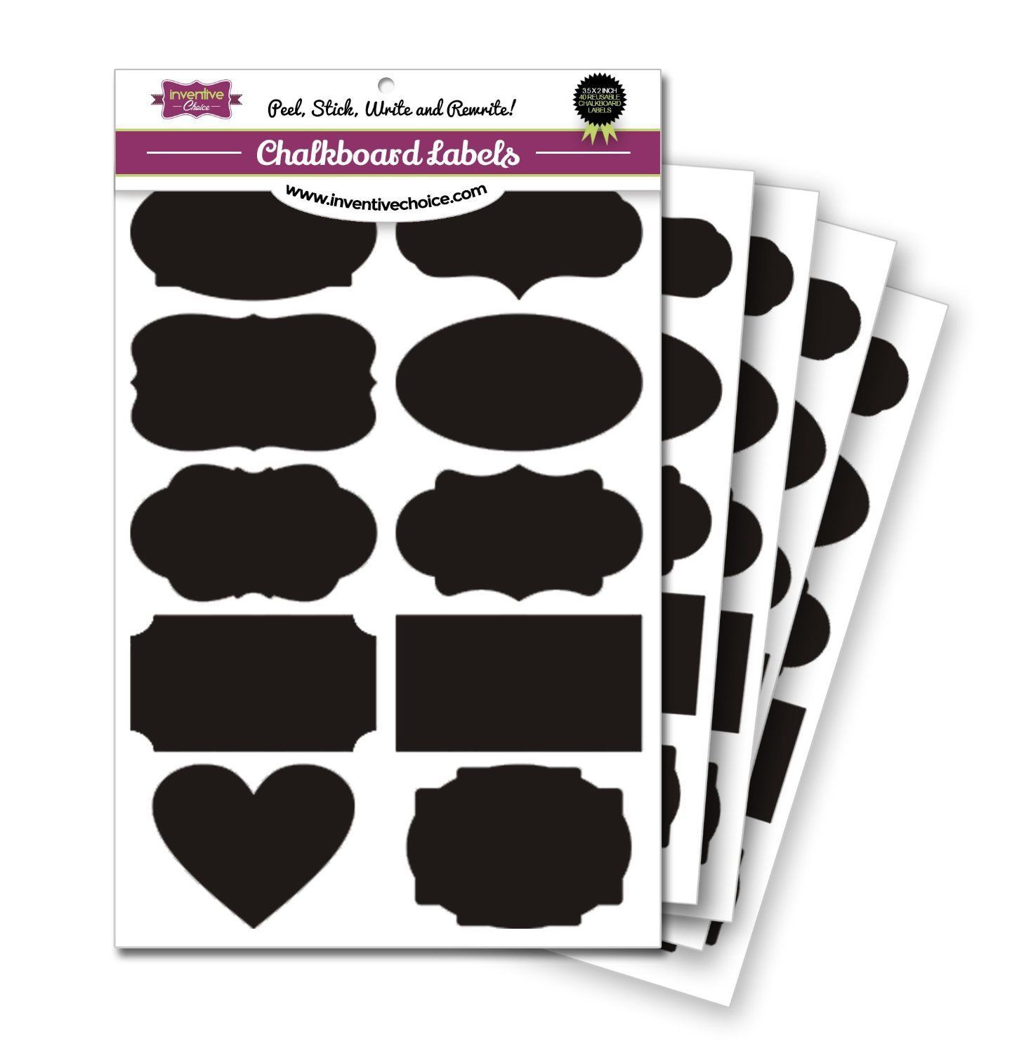 Premium Quality Reusable Chalkboard Labels By Inventive Choice (40 pack) Other